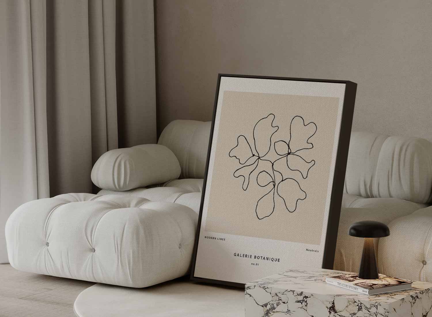 Botanische Lijntekening Kunstwerk-canvas-dibond-plexiglas-wanddecoratie-WallArtistic