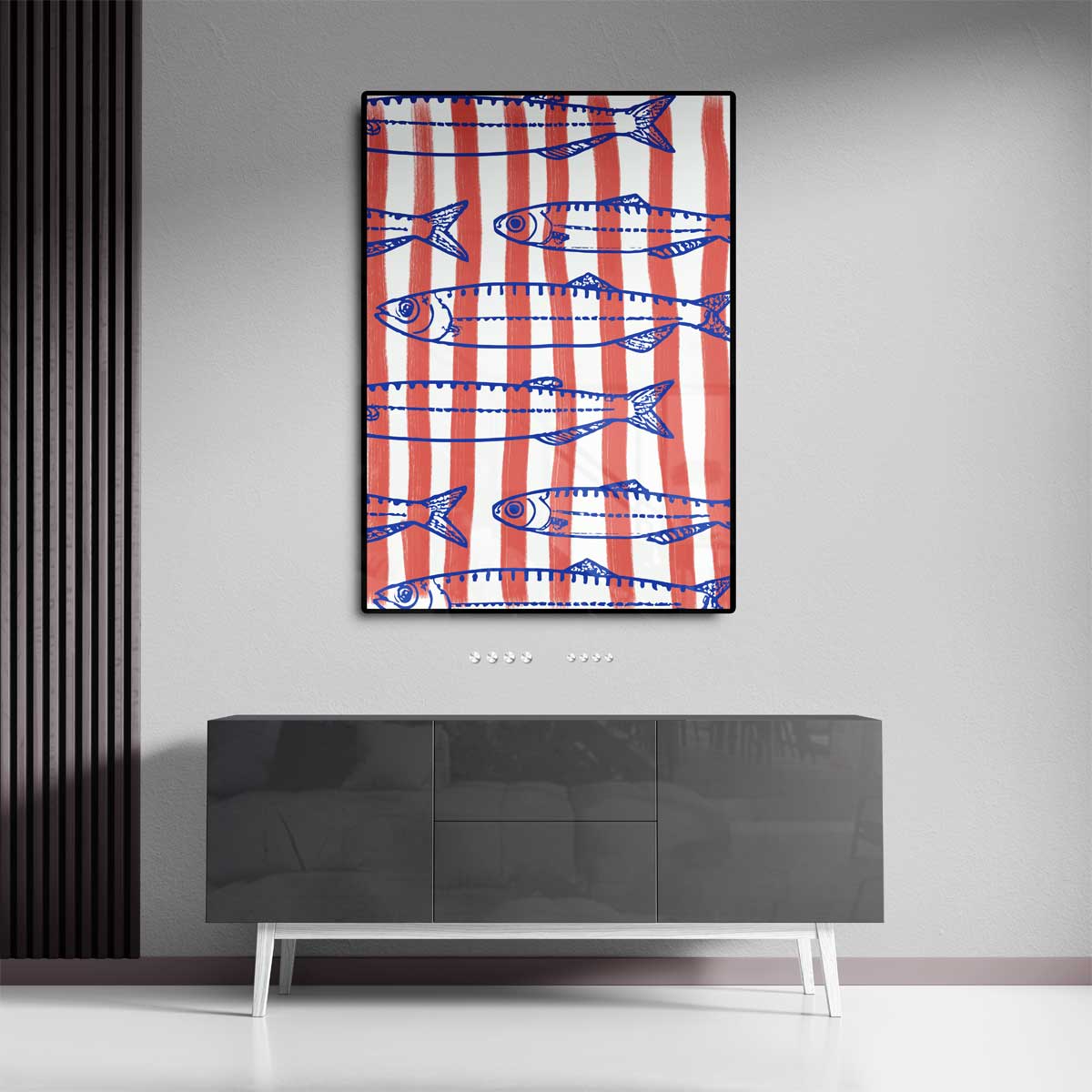 Vrolijke Vissenstrepen Kunstwerk-canvas-dibond-plexiglas-wanddecoratie-WallArtistic