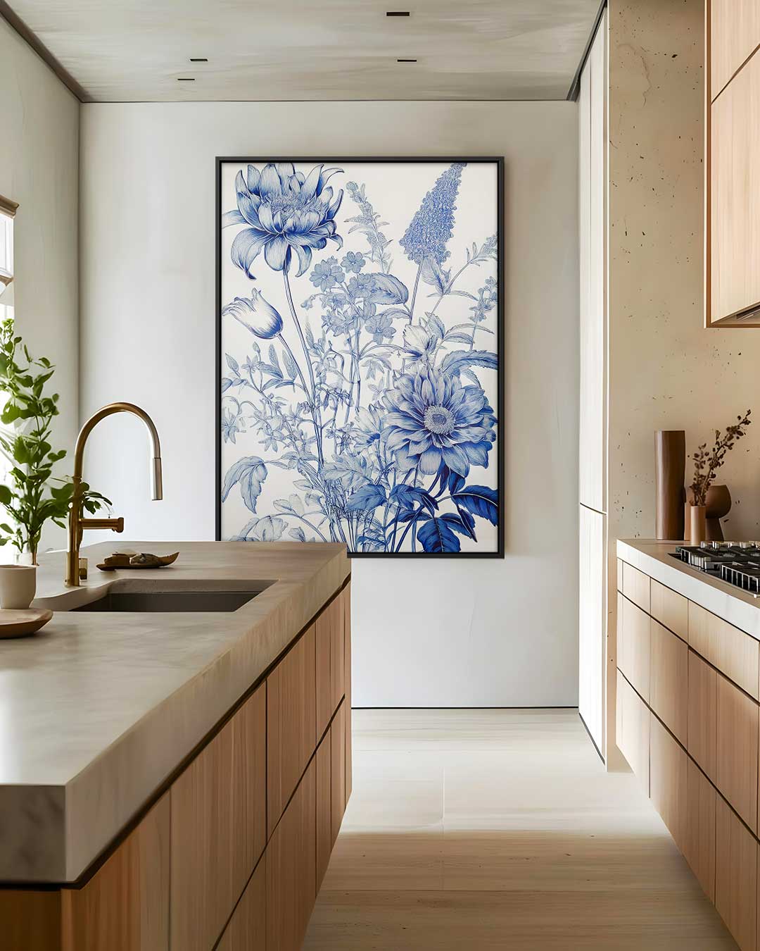 Blauwe Bloemenpracht Kunstwerk-canvas-dibond-plexiglas-wanddecoratie-WallArtistic