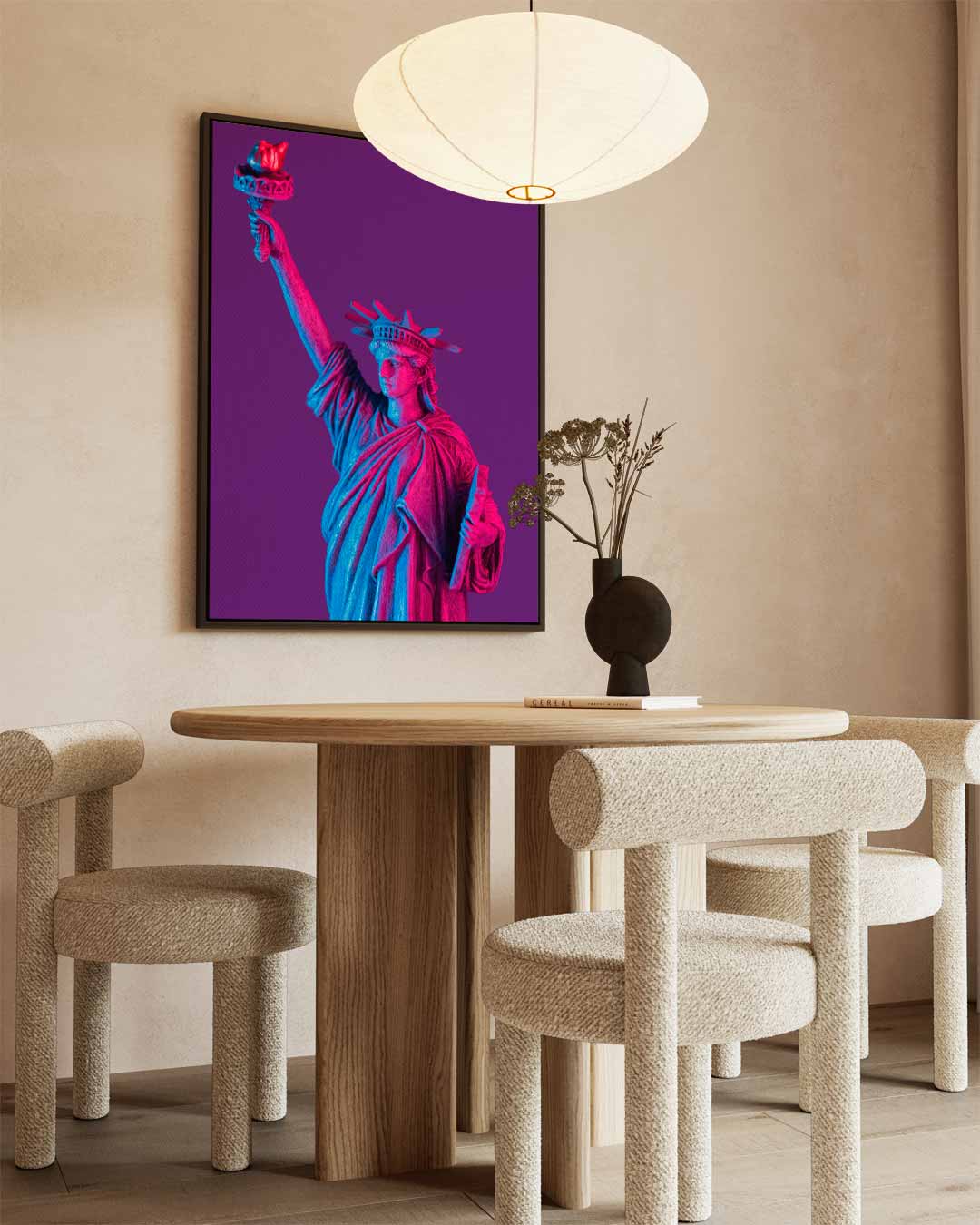 Vrijheidsbeeld in Neonkleuren Kunstwerk-canvas-dibond-plexiglas-wanddecoratie-WallArtistic