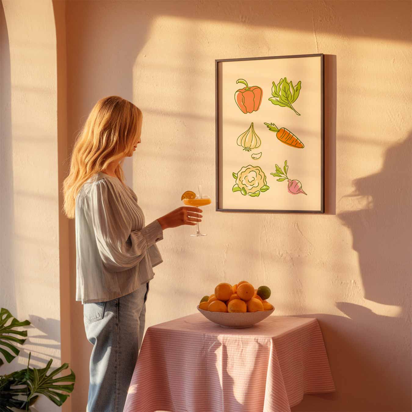 Vrolijke Groente Illustratieposter-WallArtistic