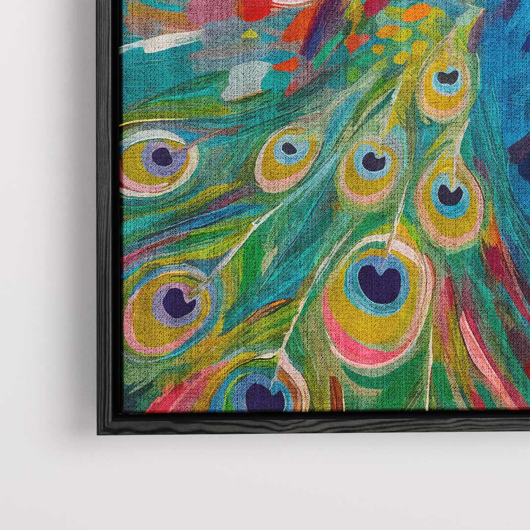 Kleurrijke Pauw Schilderij Kunstwerk-canvas-dibond-plexiglas-wanddecoratie-WallArtistic