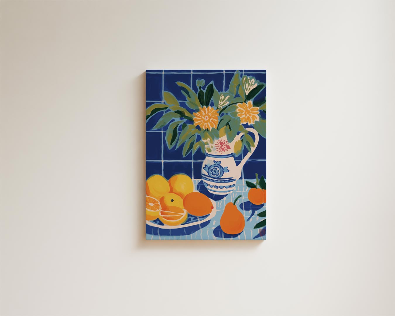 Zomerfruit in Blauwe Keuken Kunstwerk-canvas-dibond-plexiglas-wanddecoratie-WallArtistic