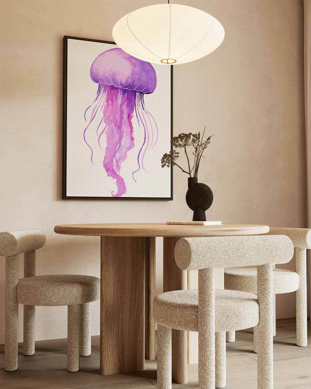 Dromerige Paarse Kwallenprent Kunstwerk-canvas-dibond-plexiglas-wanddecoratie-WallArtistic