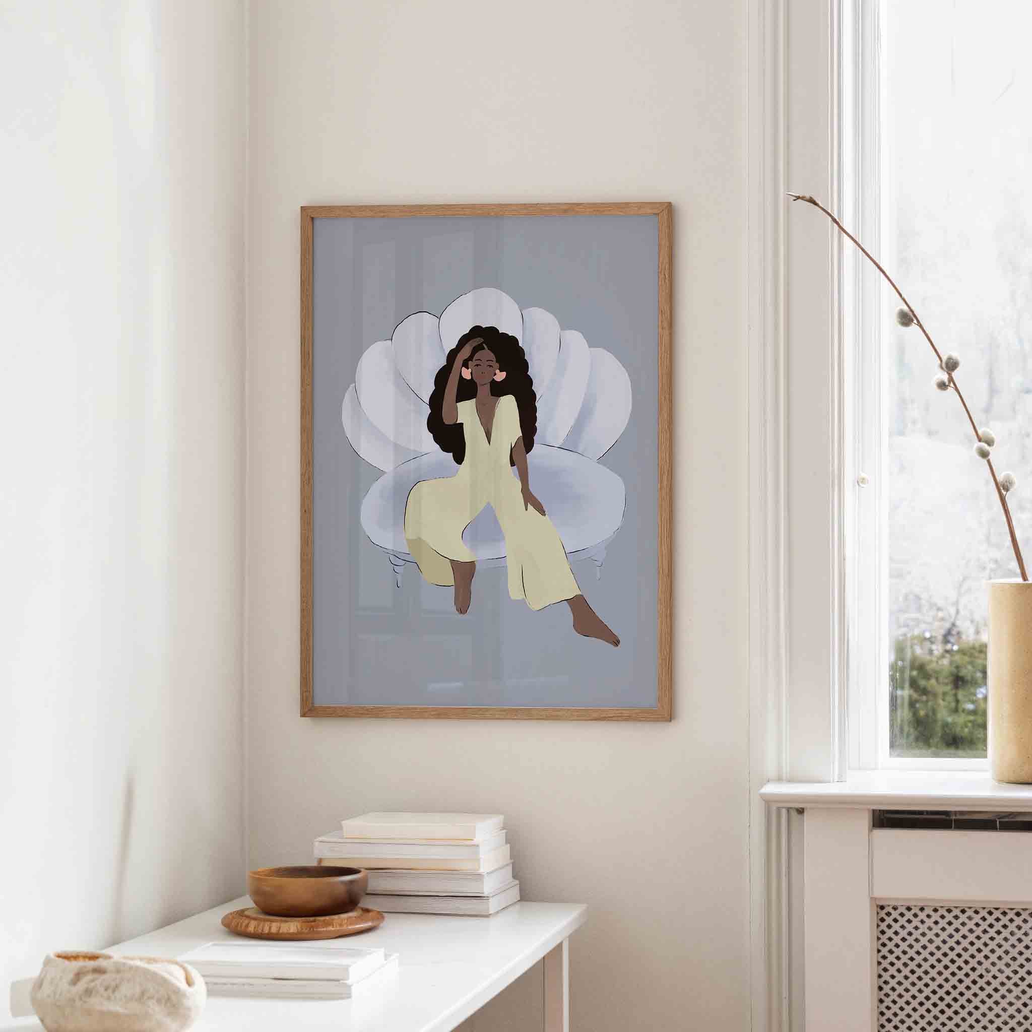 Vrouw op schelp Poster