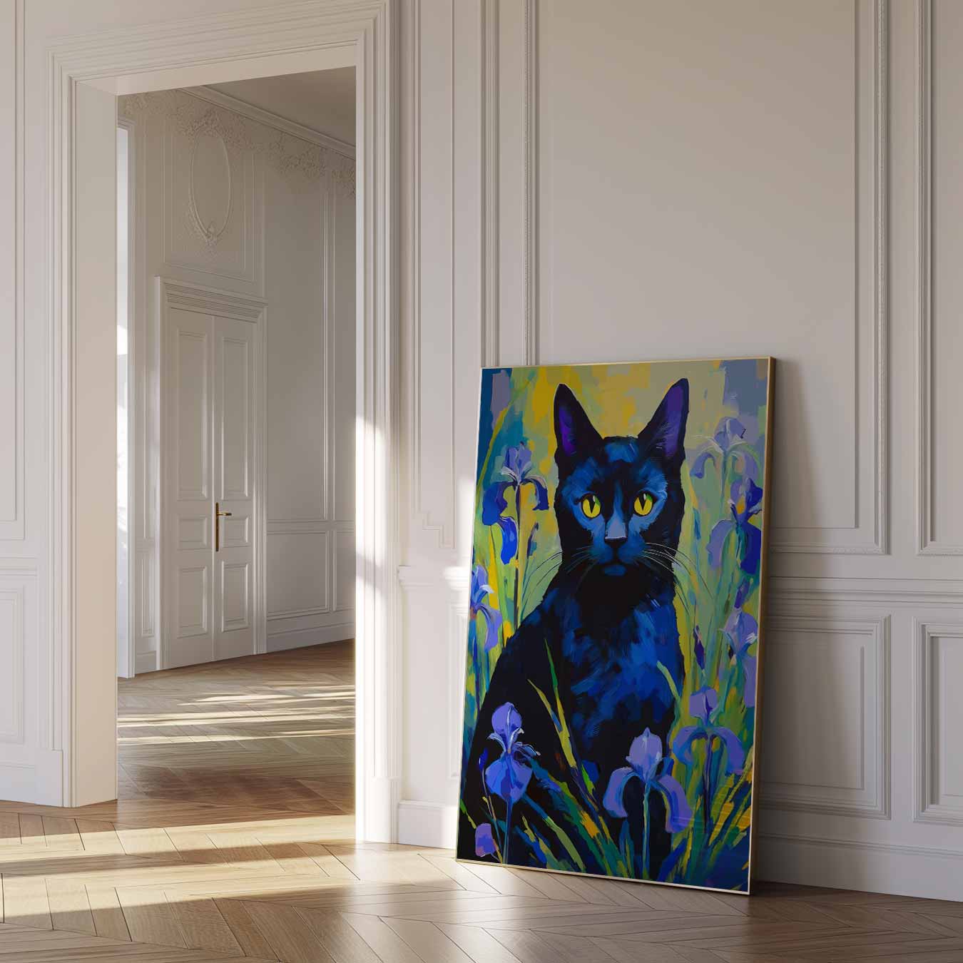 Mystieke Kat en Irissen Poster-WallArtistic