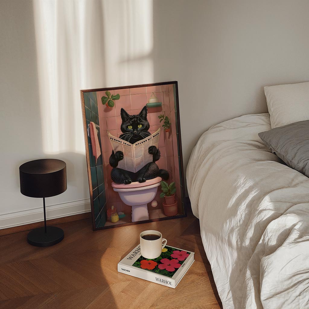 Kat op het Toilet Poster-WallArtistic