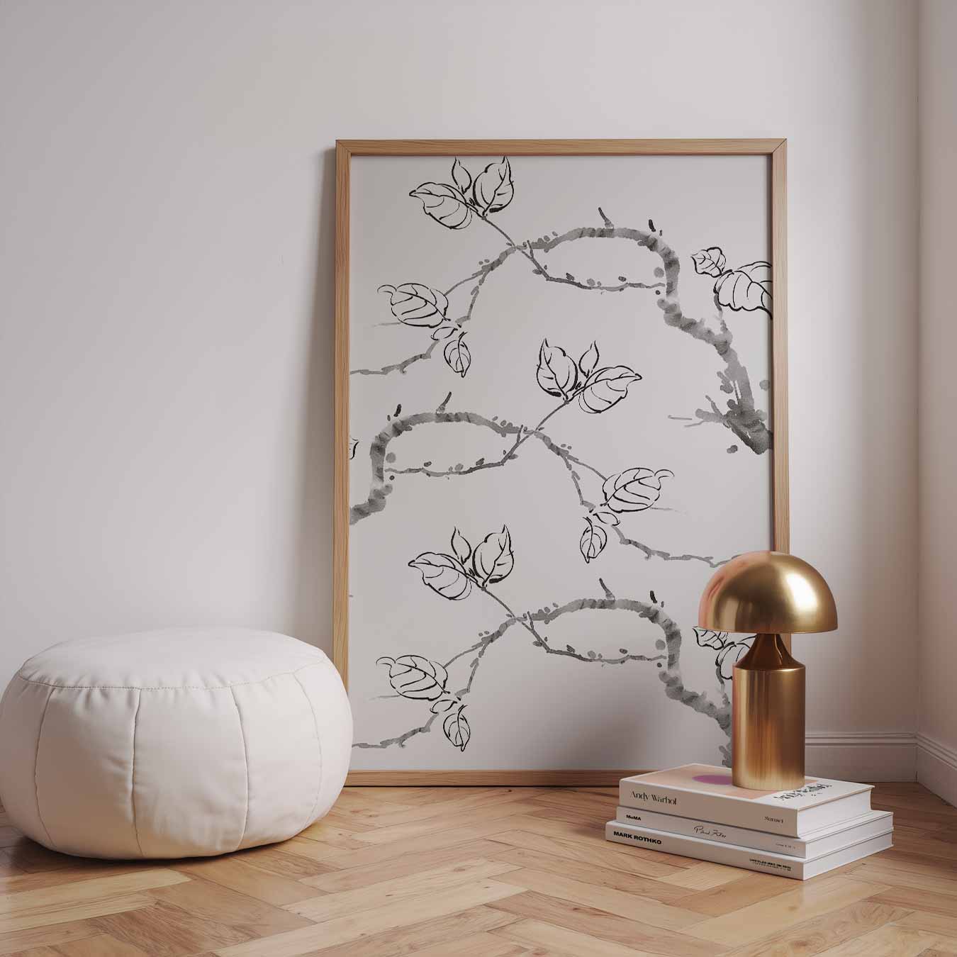 Minimalistische Takken en Bladeren Poster-WallArtistic