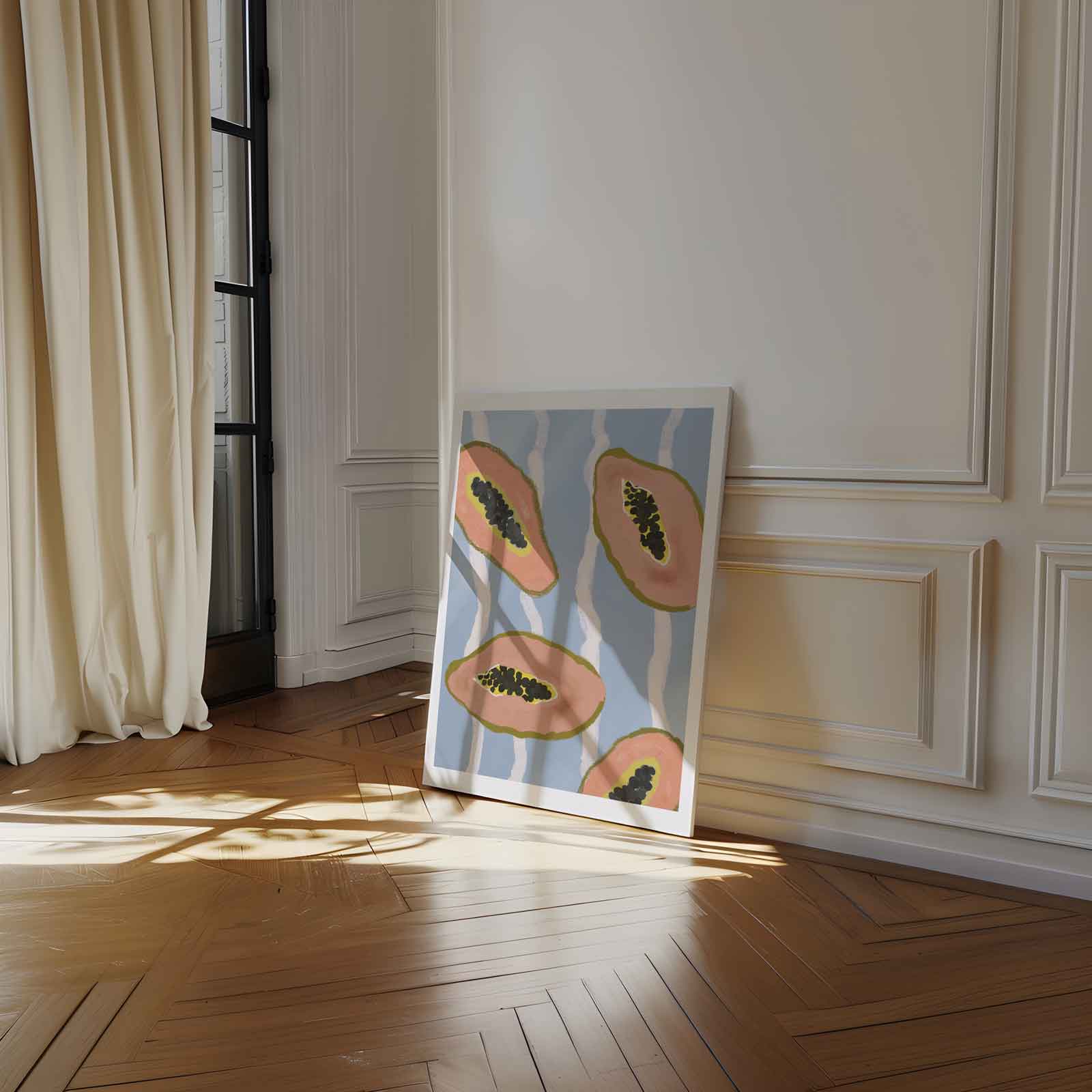 Tropische Papaya Vibes Kunstwerk-canvas-dibond-plexiglas-wanddecoratie-WallArtistic