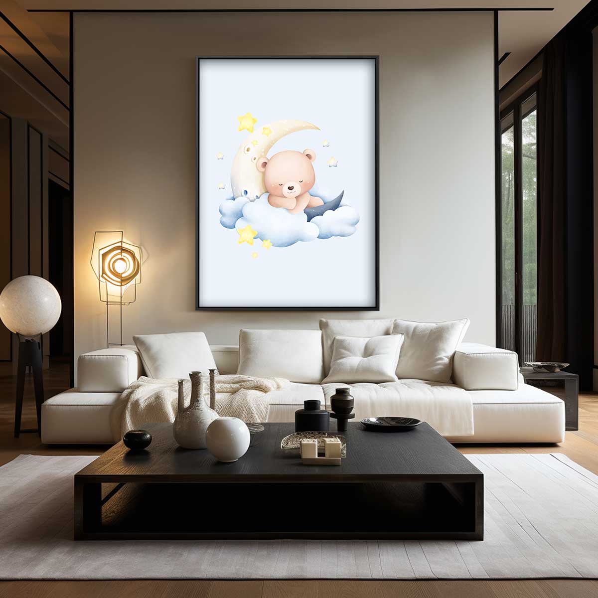 Dromende Beer in de Wolken Kunstwerk-canvas-dibond-plexiglas-wanddecoratie-WallArtistic