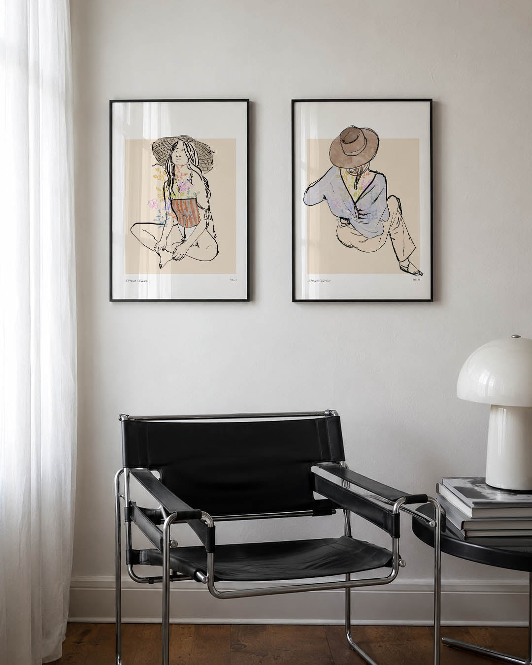 Lijnen en bloemen Posterset