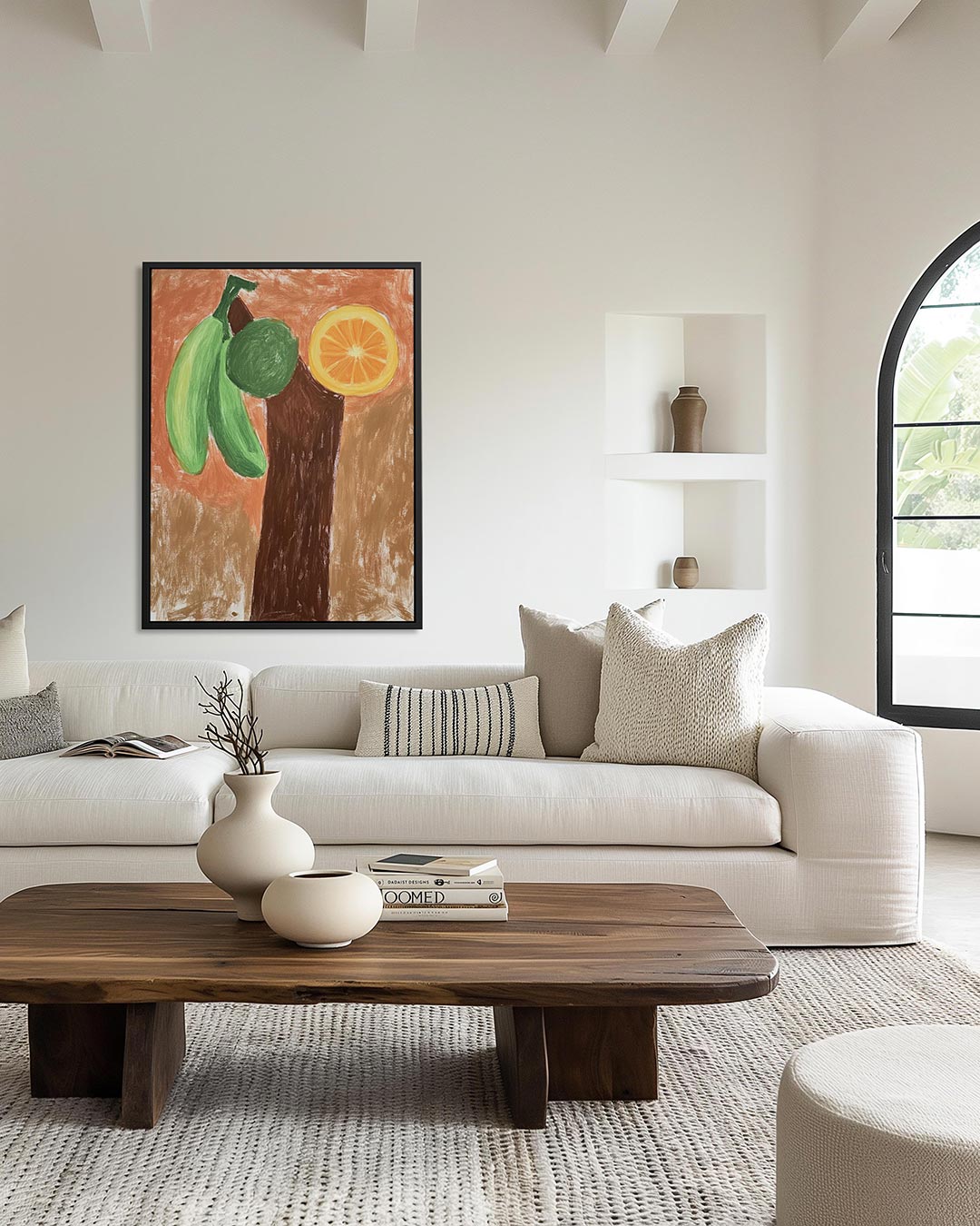 Fruit en boomstam Kunstwerk