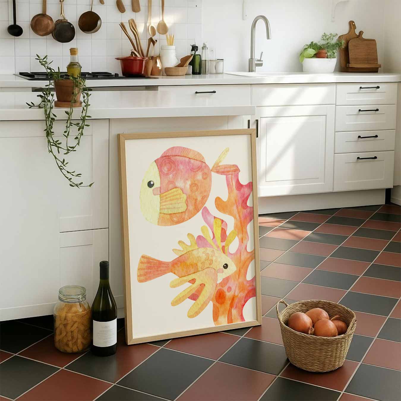 Goudvis en Koraal Poster-WallArtistic