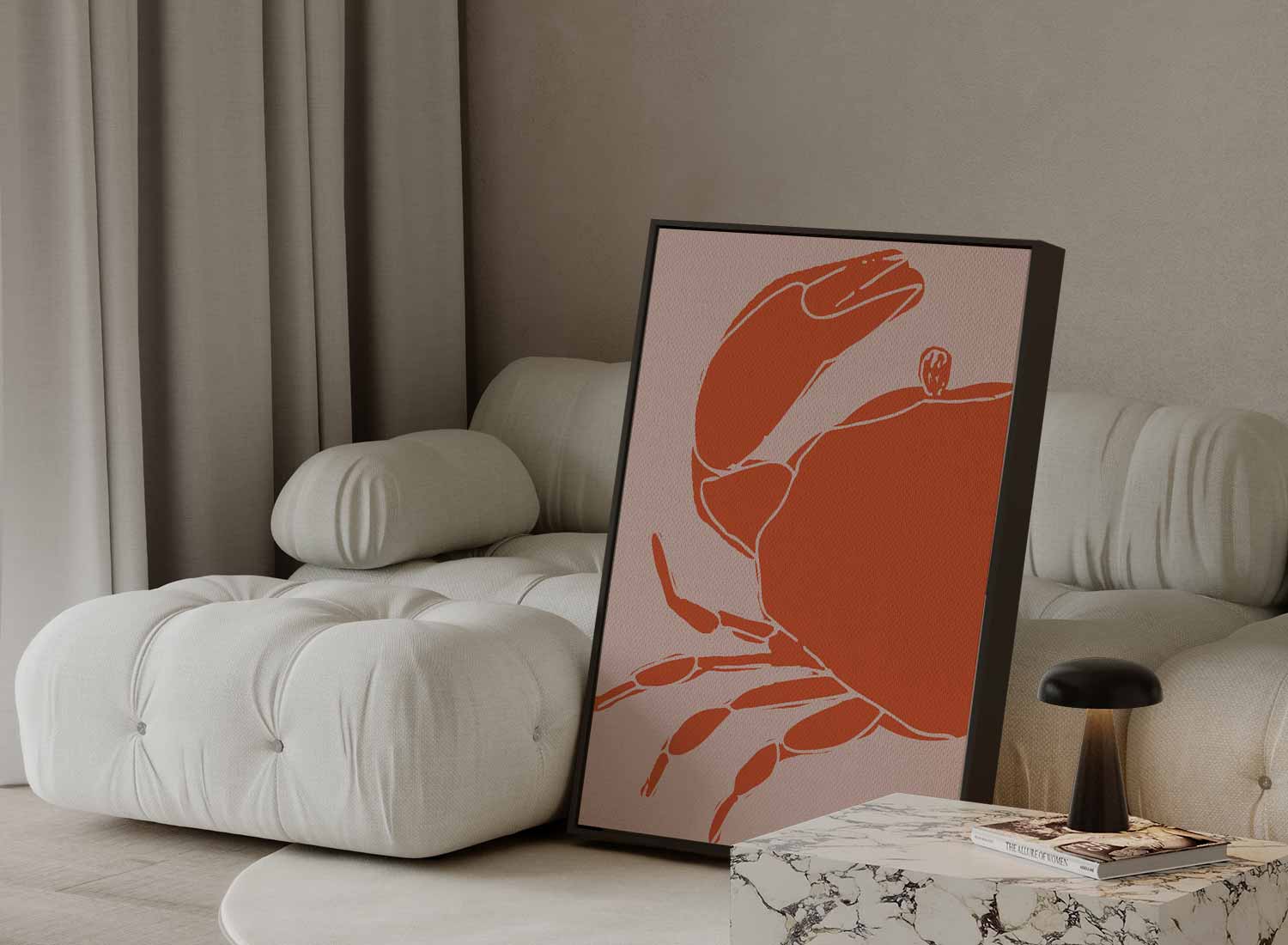 Moderne Krabsilhouet Kunstwerk-canvas-dibond-plexiglas-wanddecoratie-WallArtistic