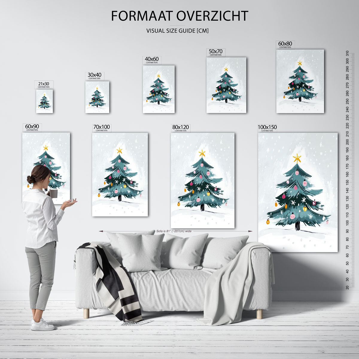 Kerstboom met sneeuw Poster