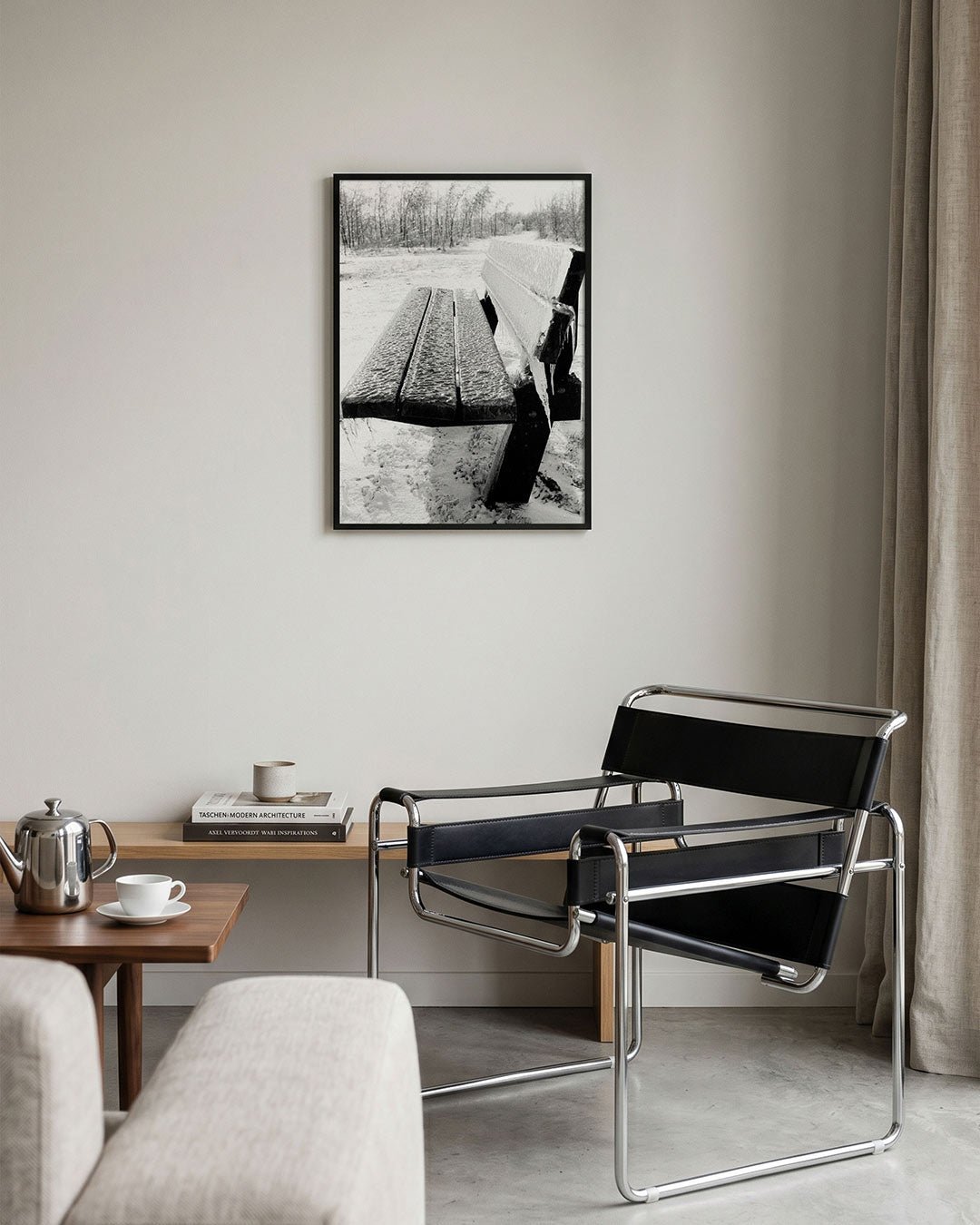 Ijsbank in winterlandschap Poster