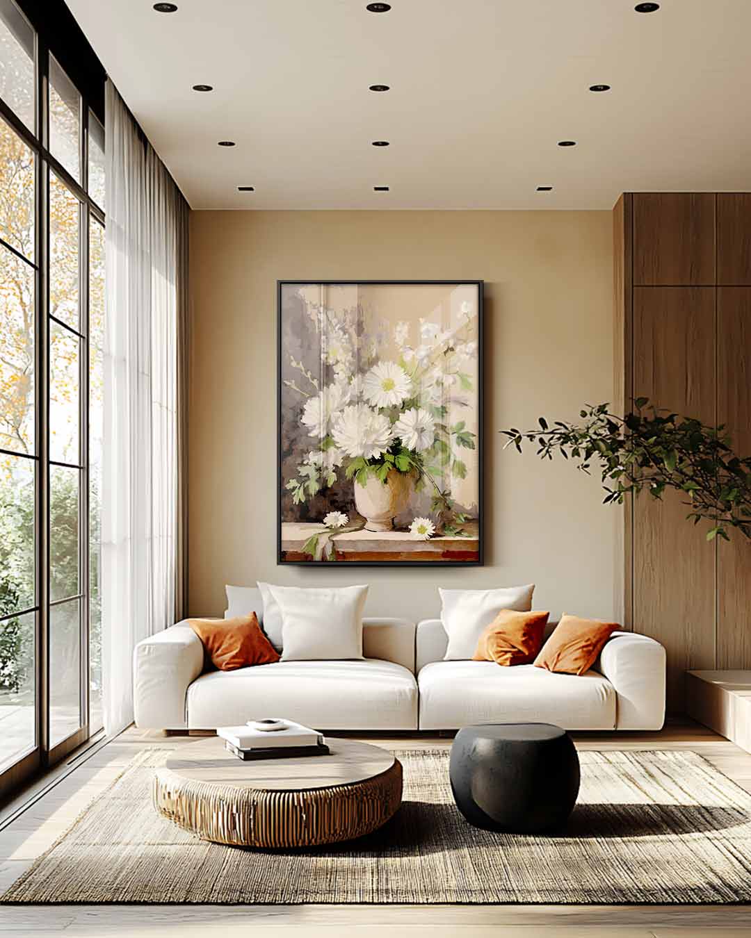 Elegante Bloemenpracht in Vaas Kunstwerk-canvas-dibond-plexiglas-wanddecoratie-WallArtistic