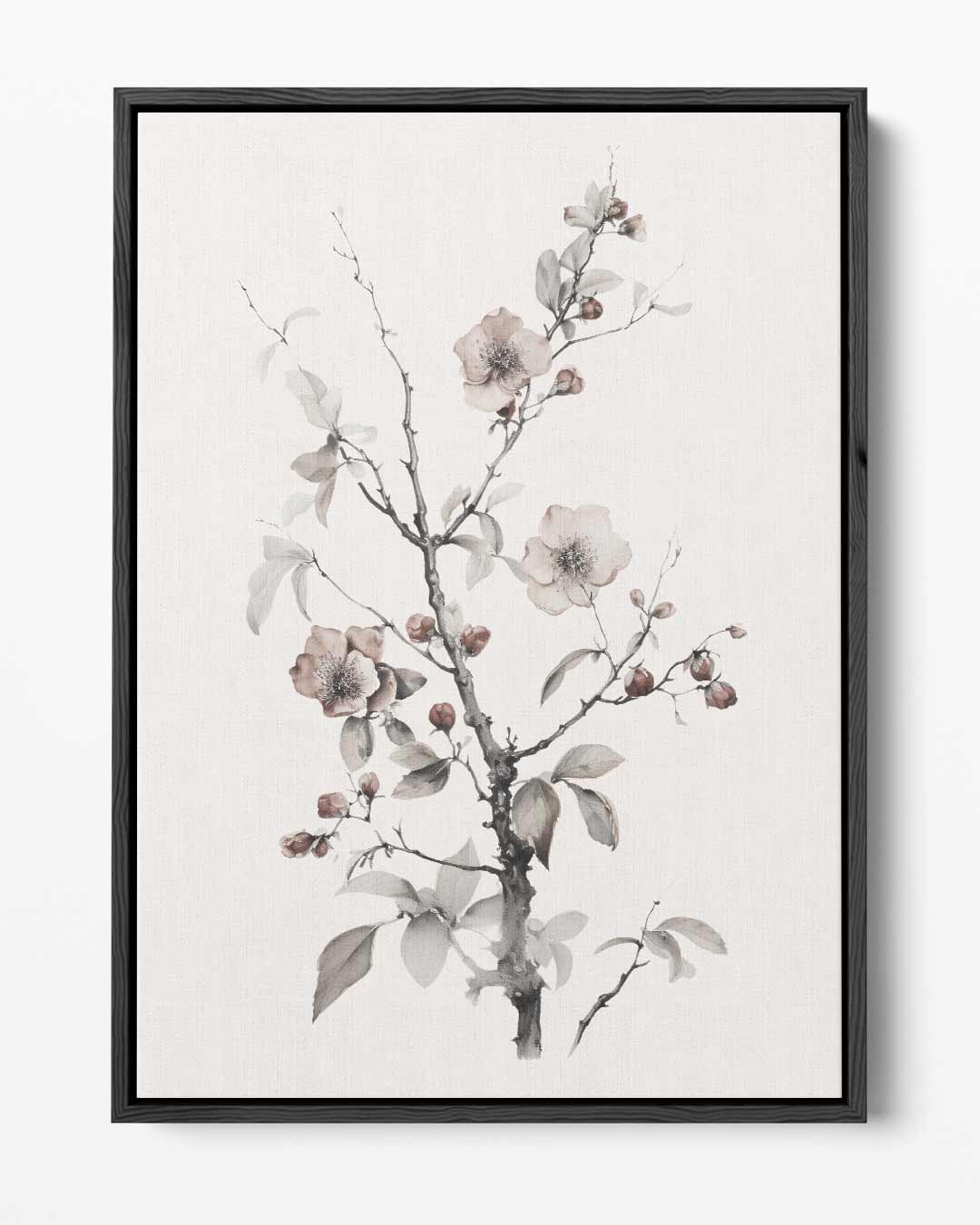 Delicate Bloesem in Zwart-Wit Kunstwerk-canvas-dibond-plexiglas-wanddecoratie-WallArtistic