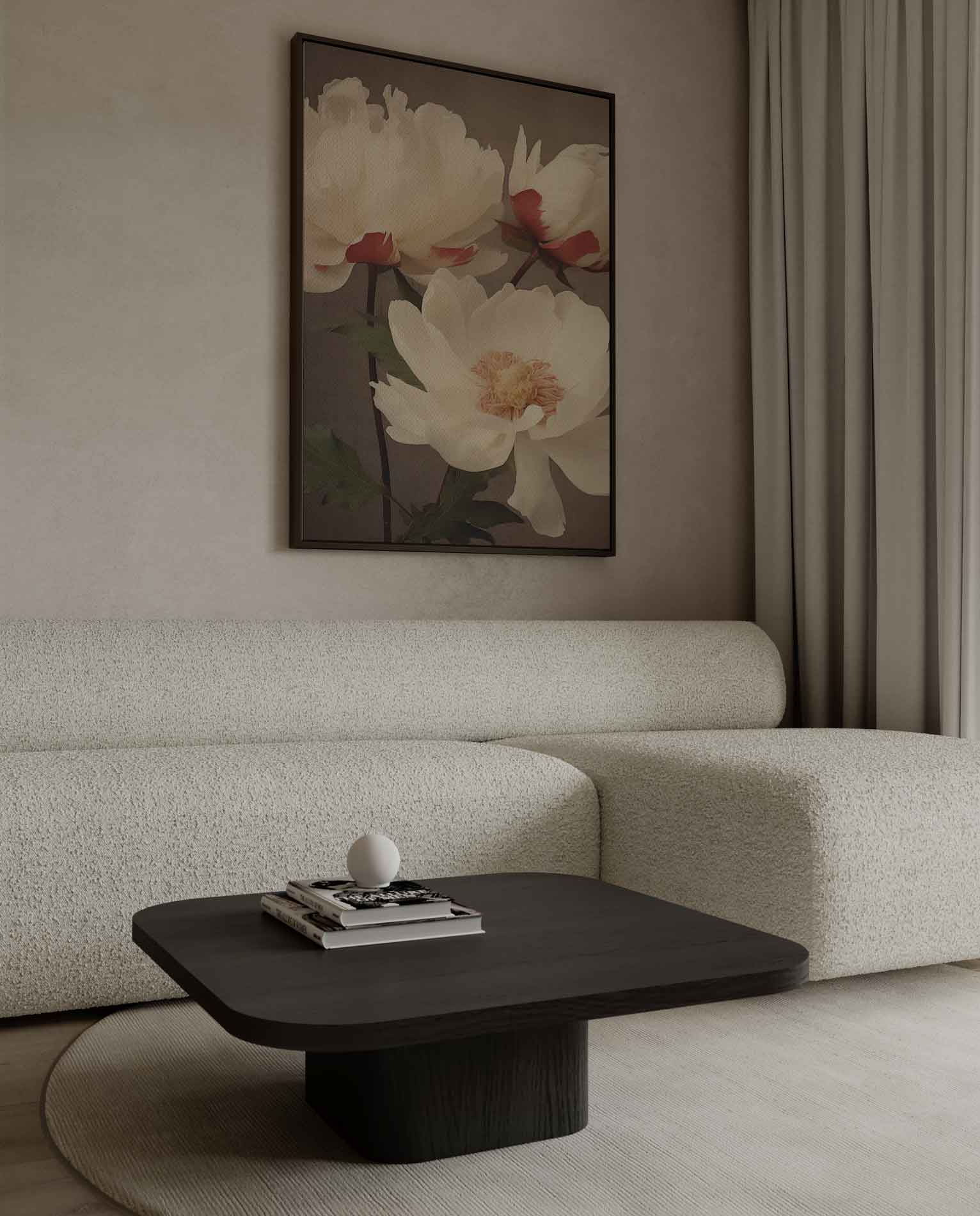 Elegantie van Witte Pioenrozen Kunstwerk-canvas-dibond-plexiglas-wanddecoratie-WallArtistic