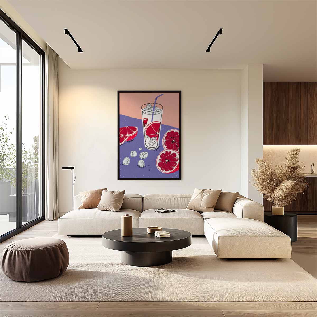 Zomers Grapefruit Avontuur Kunstwerk-canvas-dibond-plexiglas-wanddecoratie-WallArtistic