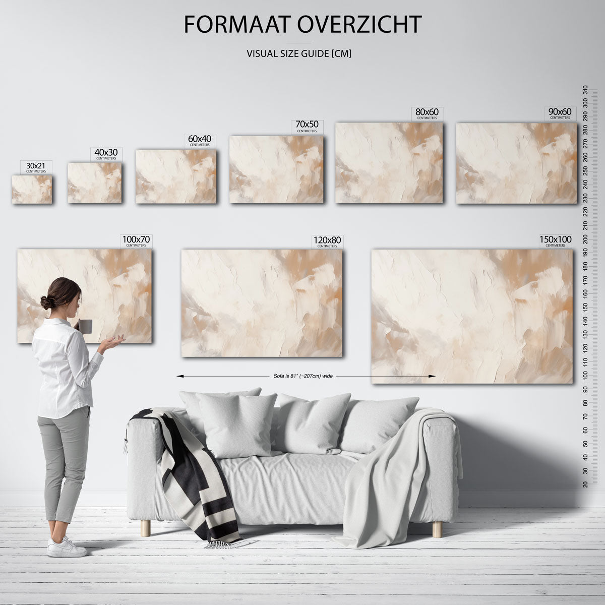Abstracte beige en witte Poster
