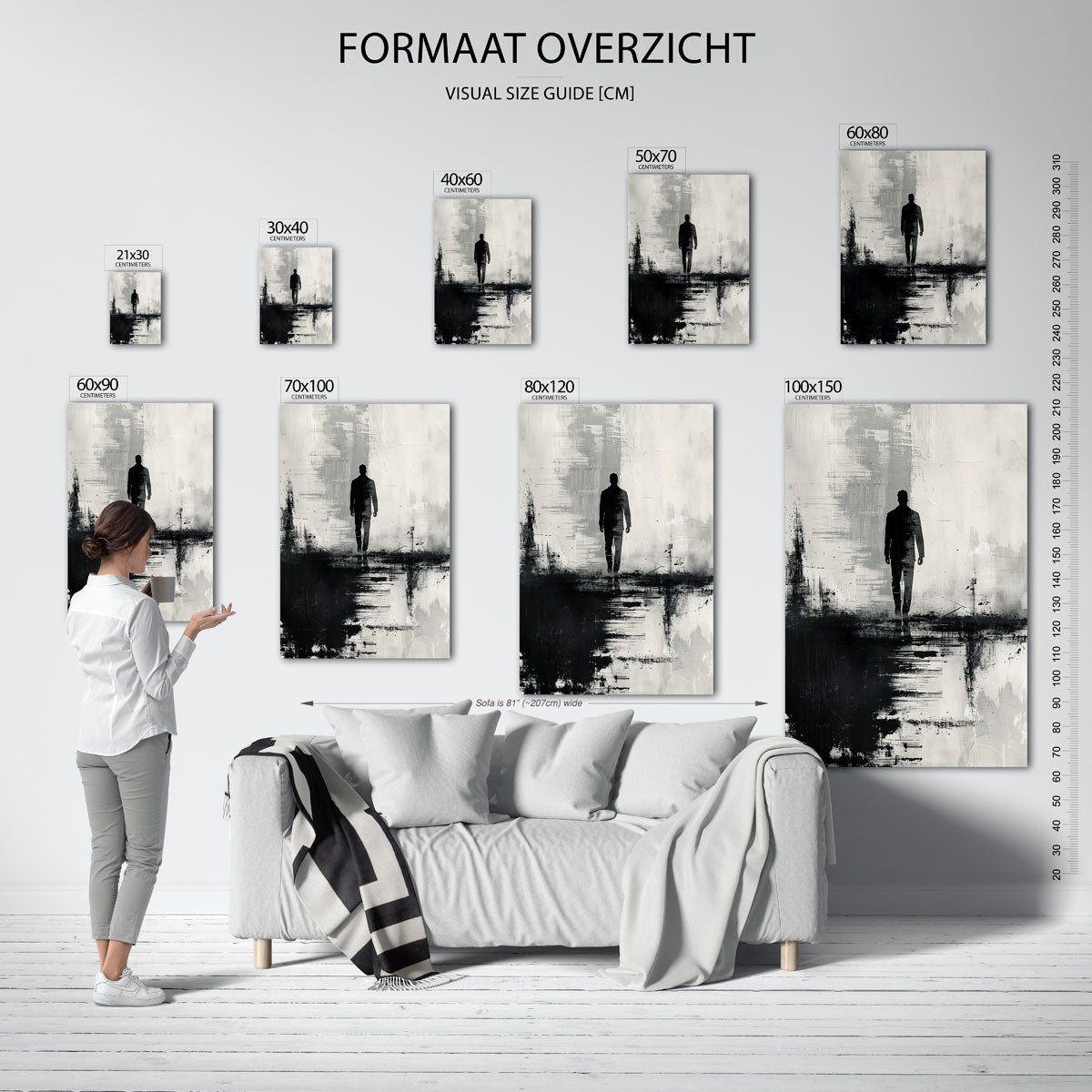 Silhouet van wandelende figuur Poster