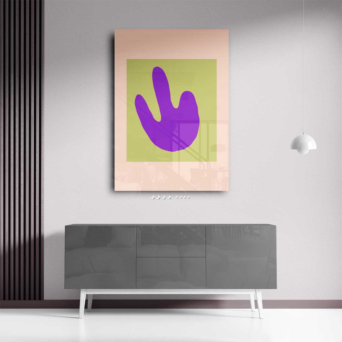 Paarse Abstracte Handafdruk Kunstwerk-canvas-dibond-plexiglas-wanddecoratie-WallArtistic