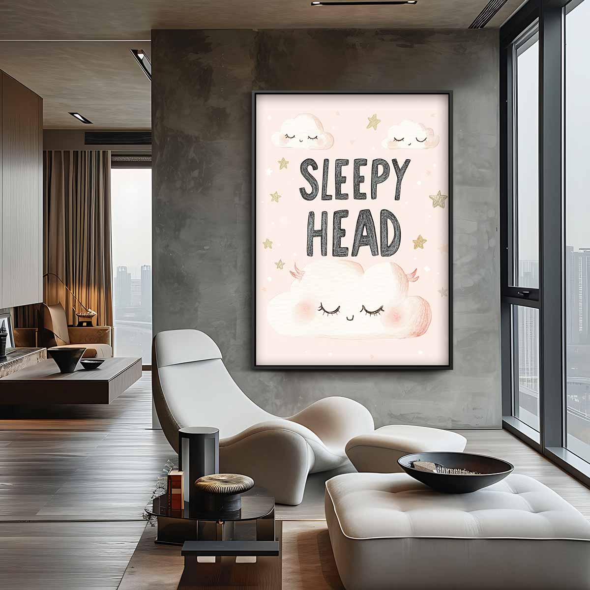 Slaperige Wolkjes Poster Kunstwerk-canvas-dibond-plexiglas-wanddecoratie-WallArtistic