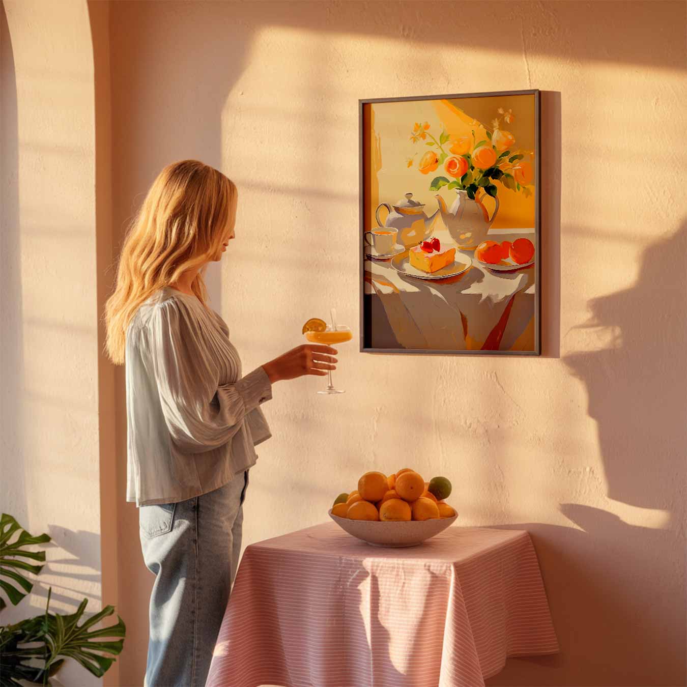 Zonnige Theetijd Stilleven Poster-WallArtistic