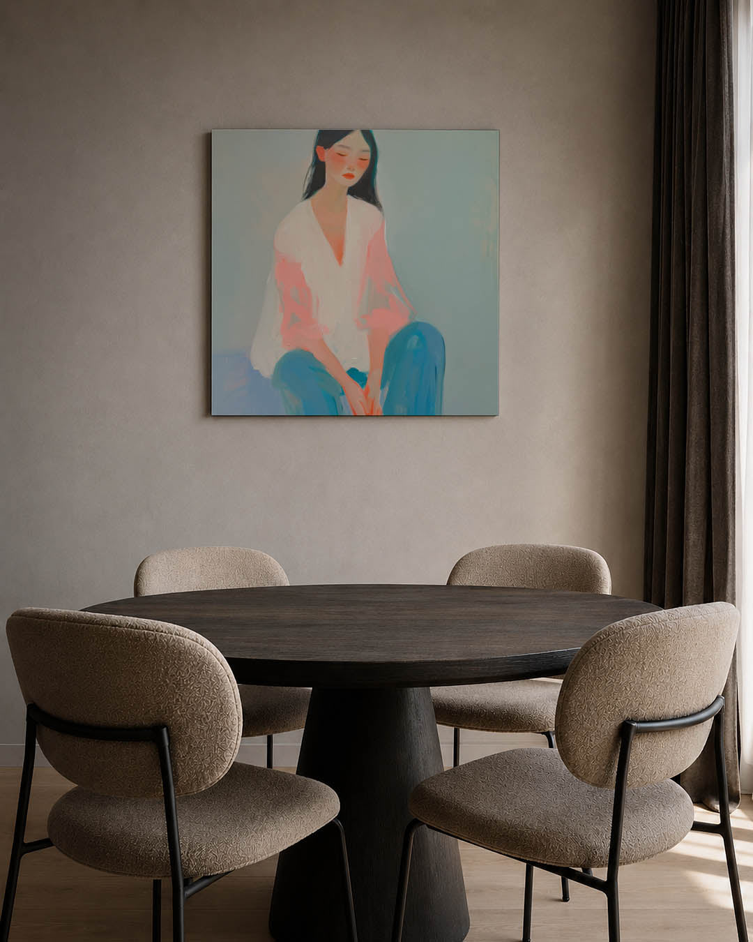 Dromerige vrouwenzitting Kunstwerk