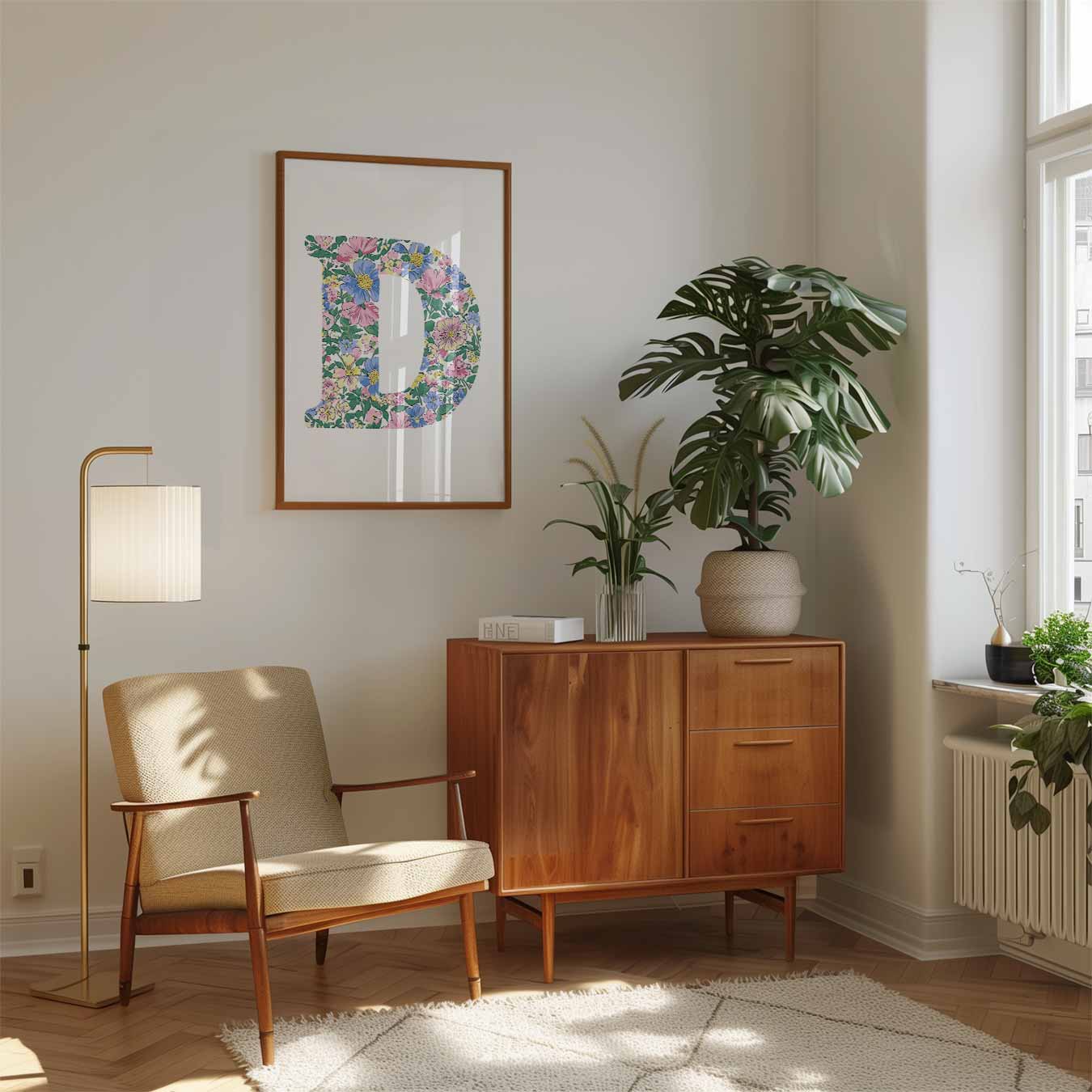 Bloemen Initialen Poster