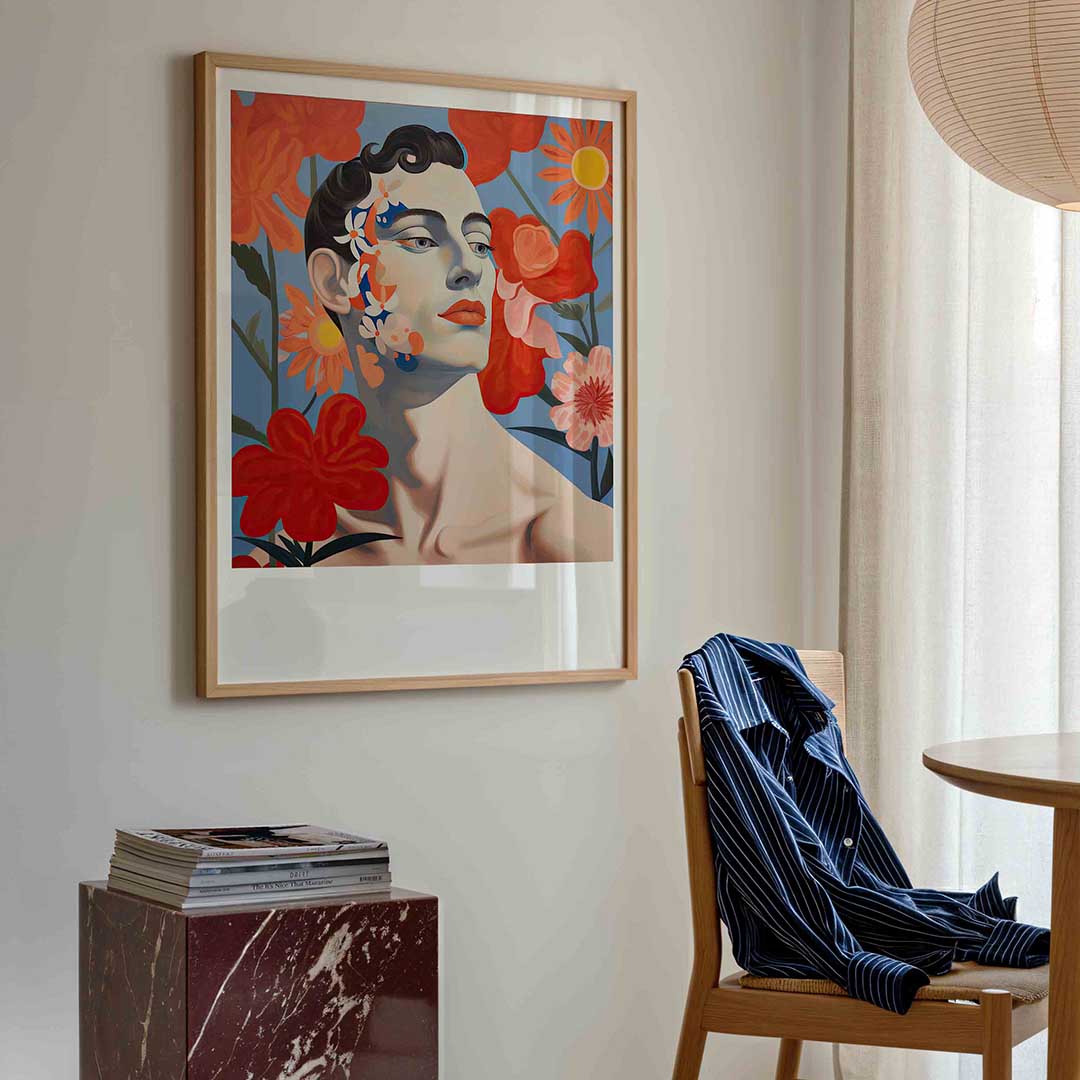 Portret met bloemen Poster
