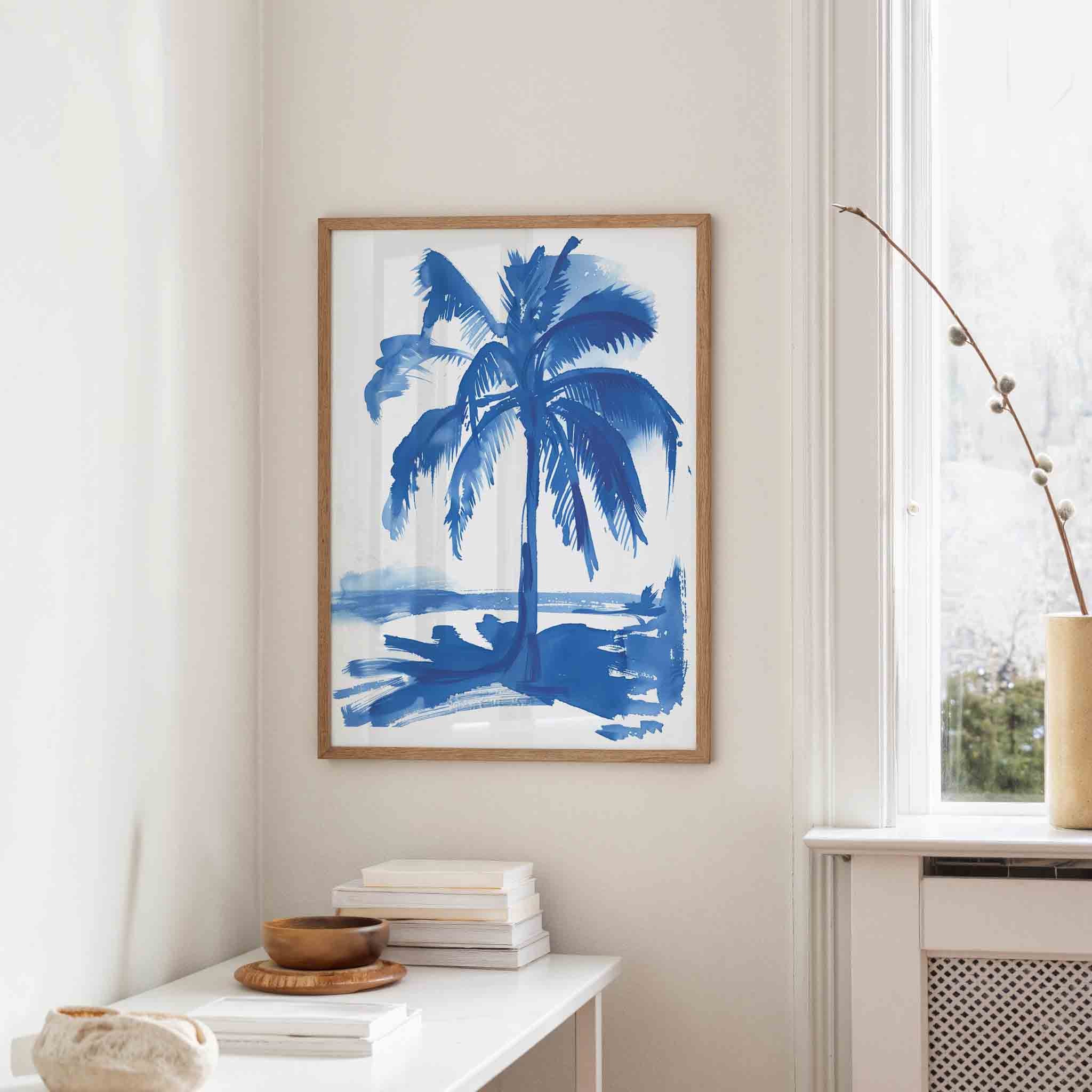 Blauwe palmboom Poster