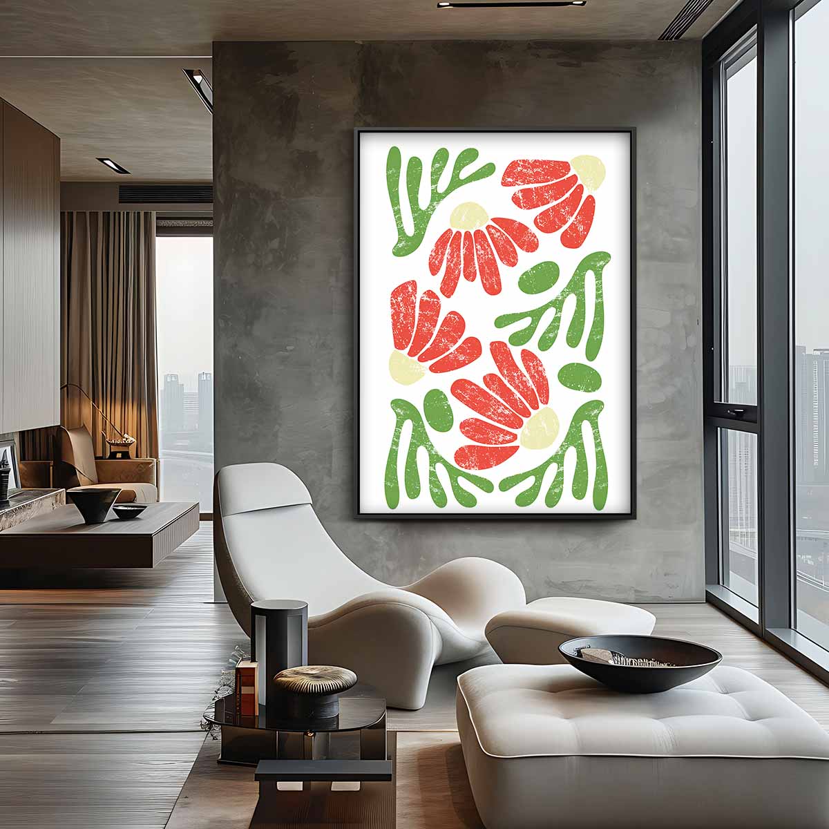 Bloemen in Aquarelstijl Kunstwerk-canvas-dibond-plexiglas-wanddecoratie-WallArtistic