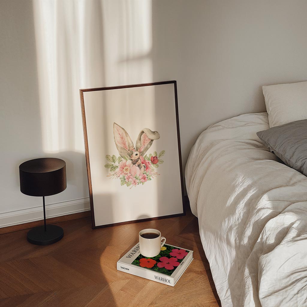 Lente Konijn met Bloemen Poster