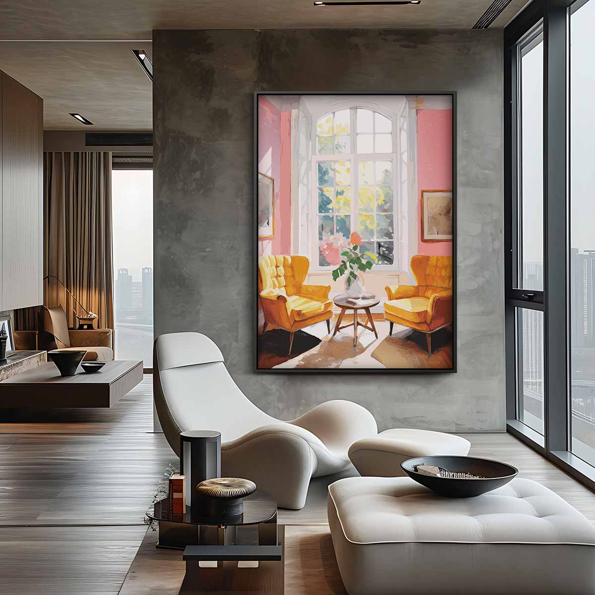 Zonnige Ochtend in de Salon Kunstwerk-canvas-dibond-plexiglas-wanddecoratie-WallArtistic