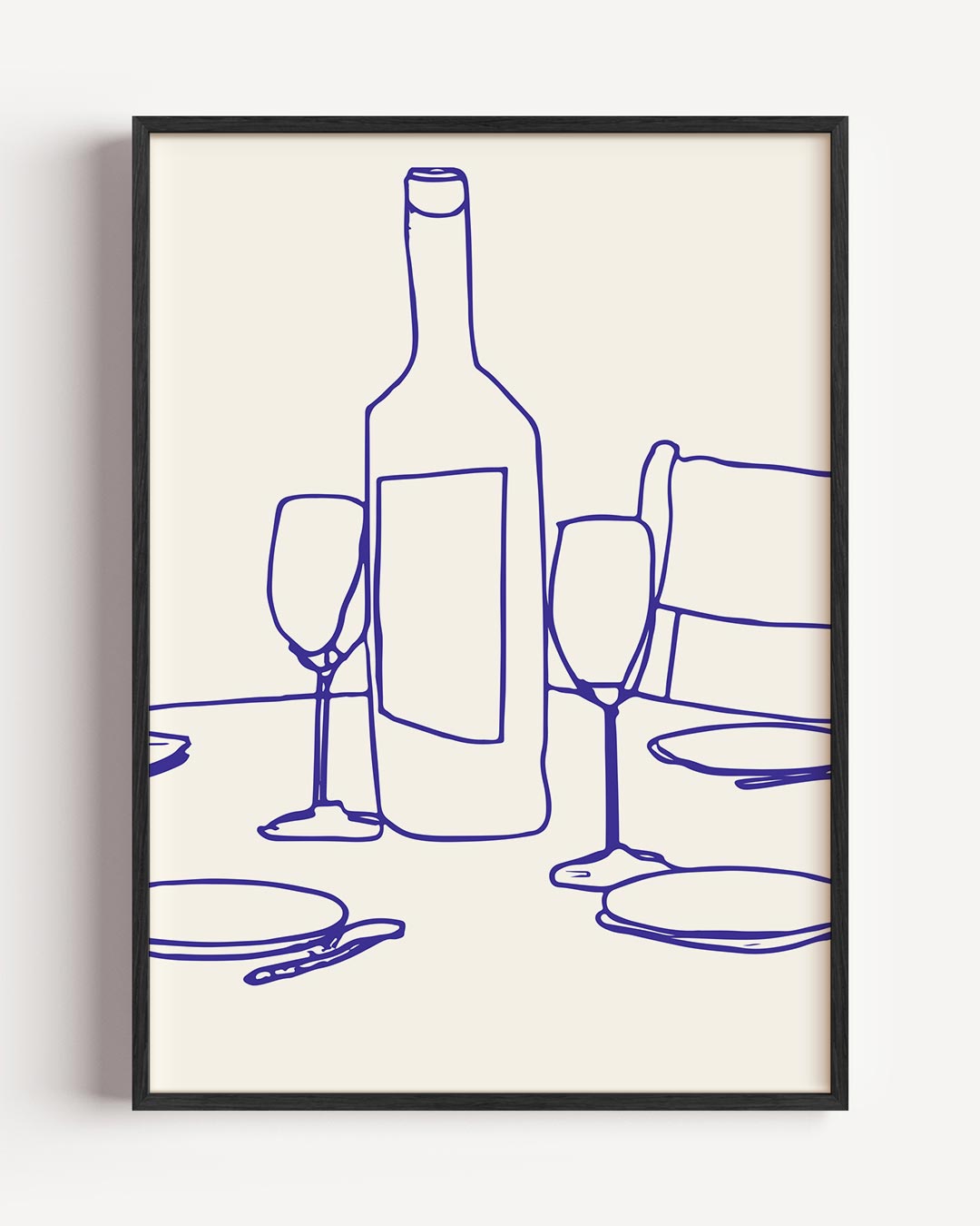 Scandinavische Wijnavond Illustratie Poster-WallArtistic