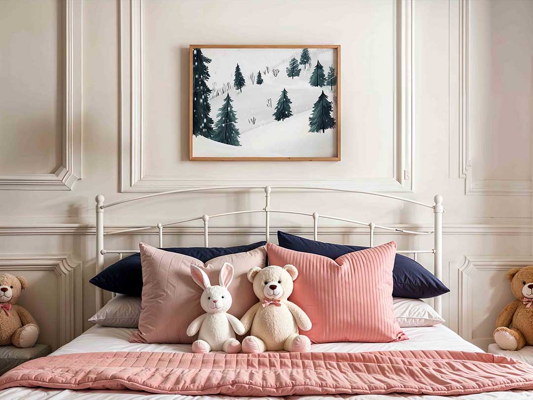 Winterlandschap met dennenbomen Poster