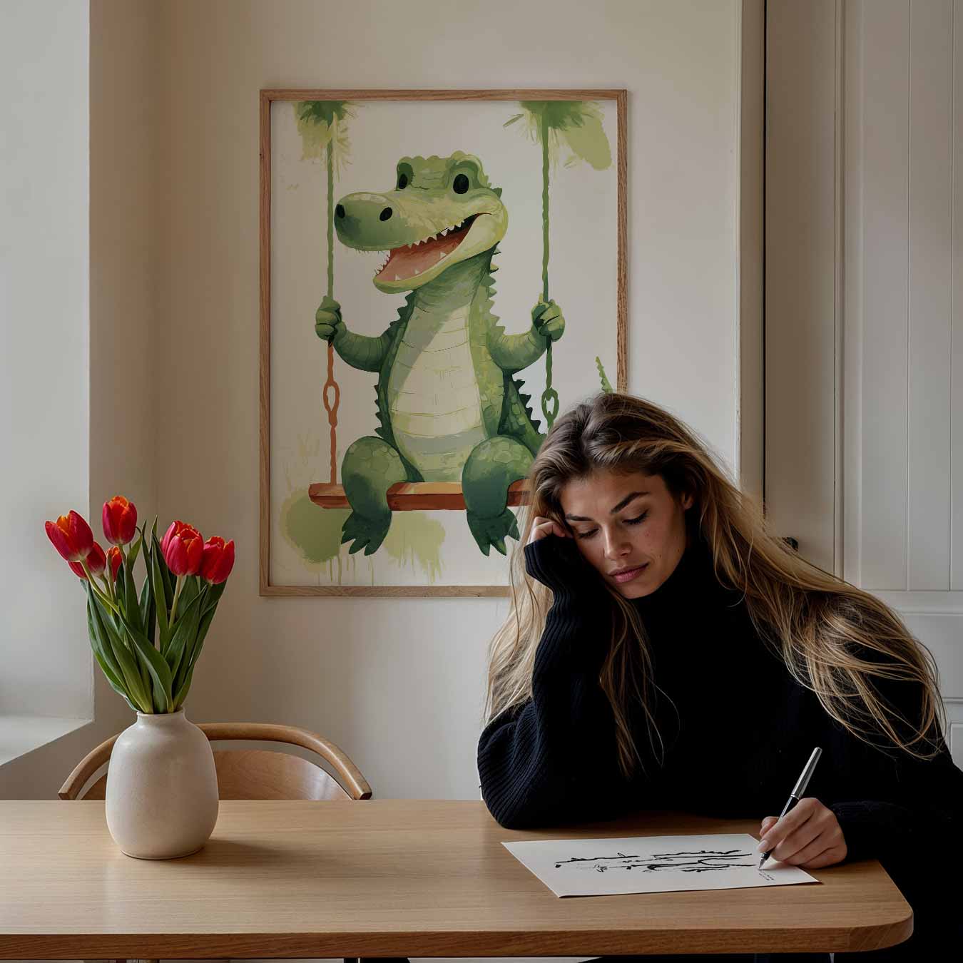 Schattige Krokodil op Schommel Poster