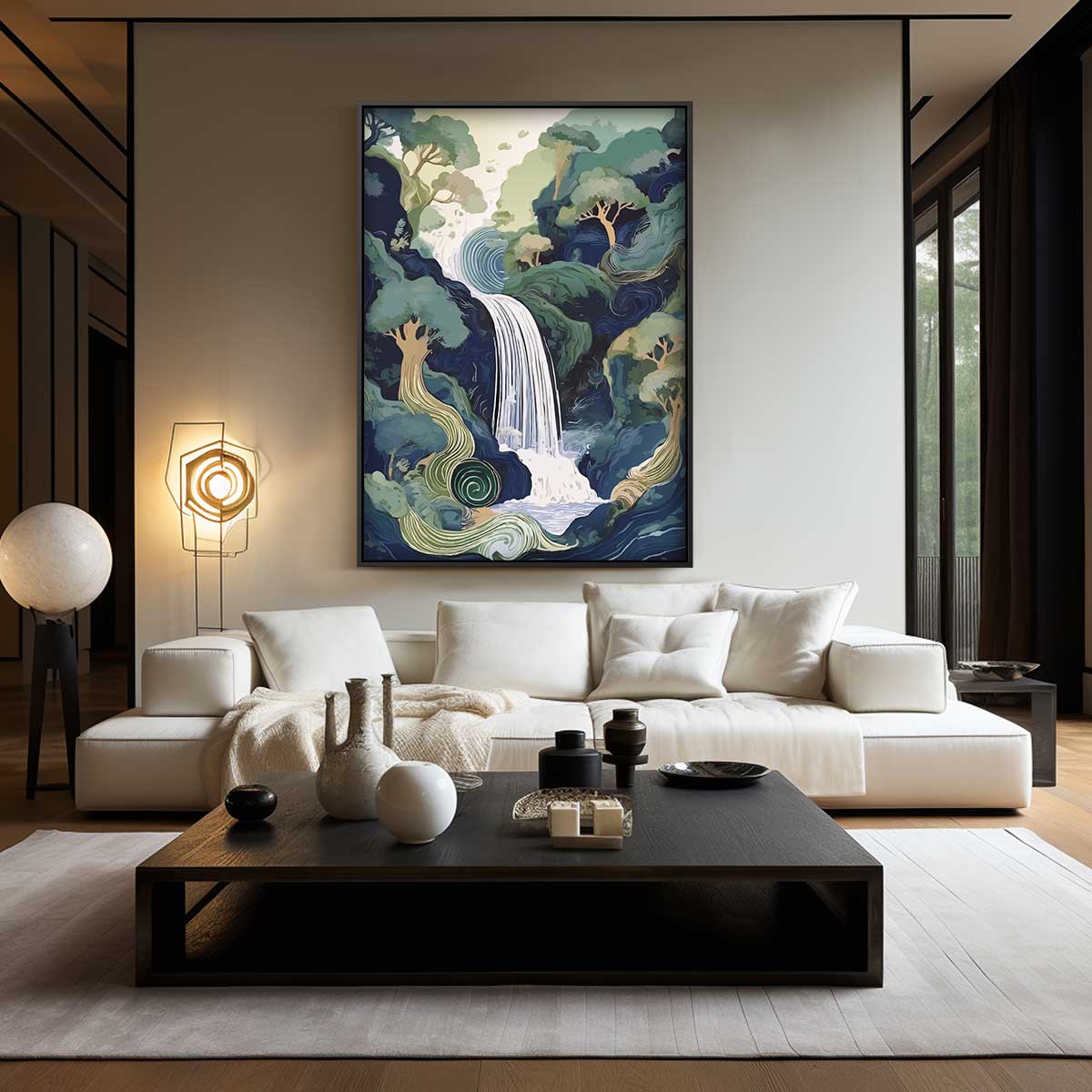 Magische Boswaterval Kunstwerk-canvas-dibond-plexiglas-wanddecoratie-WallArtistic