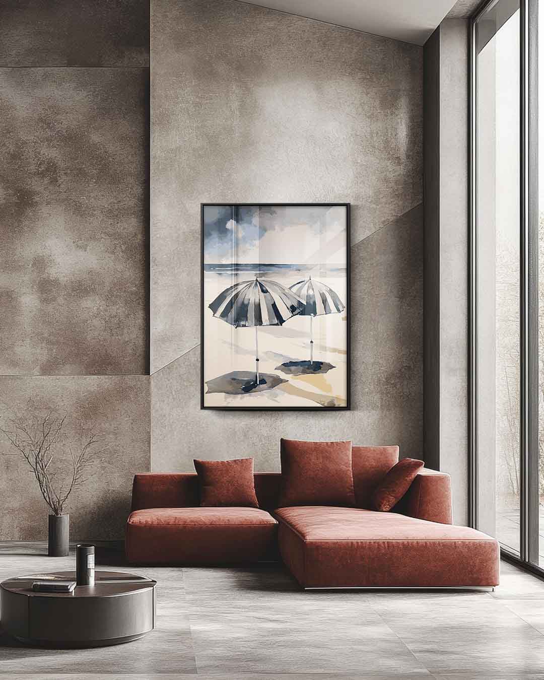 Strandparadijs Met Paraplu's Kunstwerk-canvas-dibond-plexiglas-wanddecoratie-WallArtistic