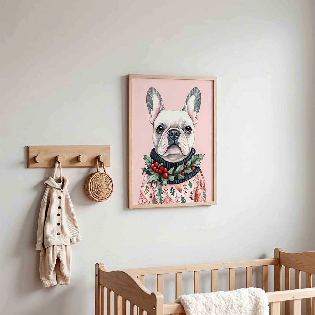 Franse bulldog met kersttrui Poster