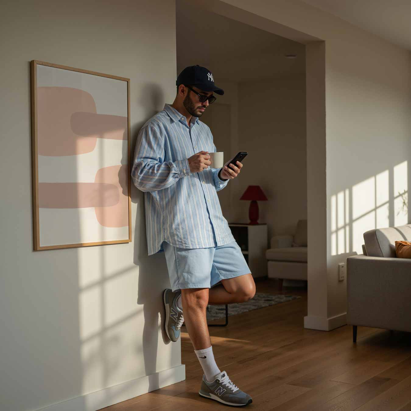 Zachte Aardetinten Abstracte Kunstposter-WallArtistic