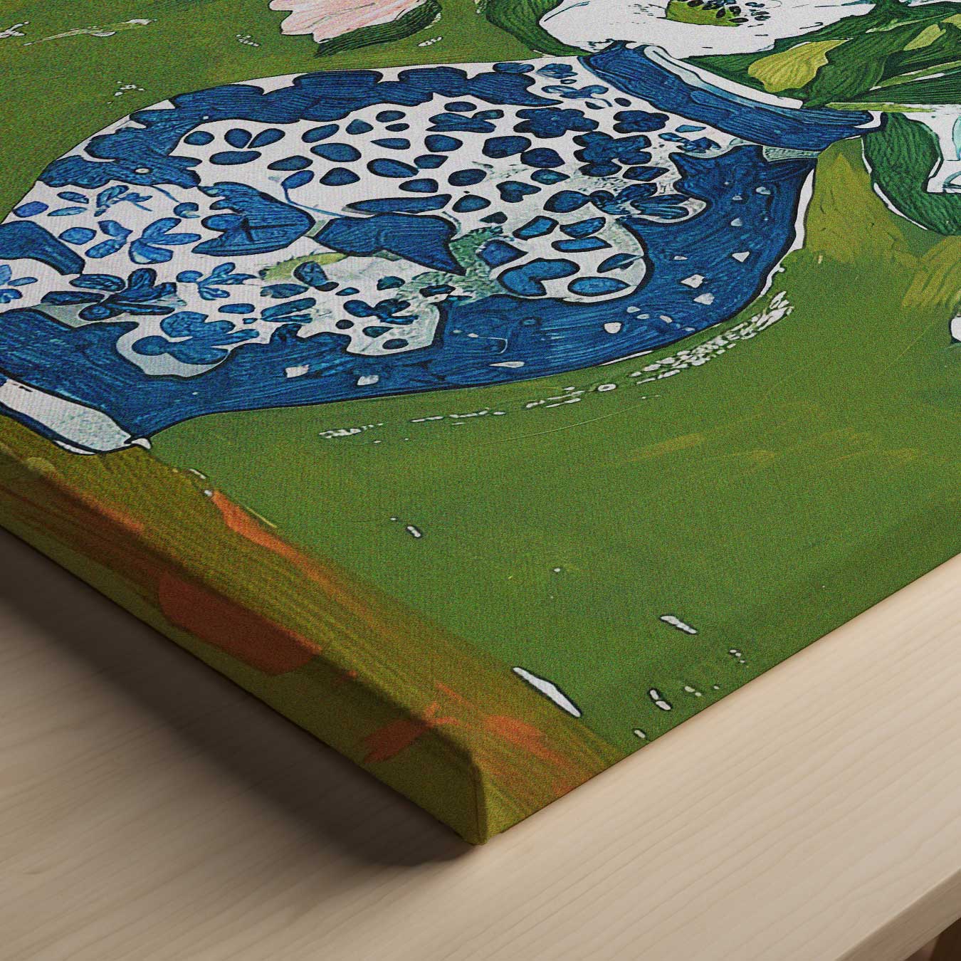 Bloemen in Blauwe Vaas Kunstwerk-canvas-dibond-plexiglas-wanddecoratie-WallArtistic