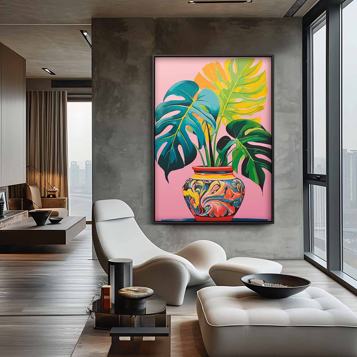 Tropische Schilderij in Vrolijke Kleuren Kunstwerk-canvas-dibond-plexiglas-wanddecoratie-WallArtistic