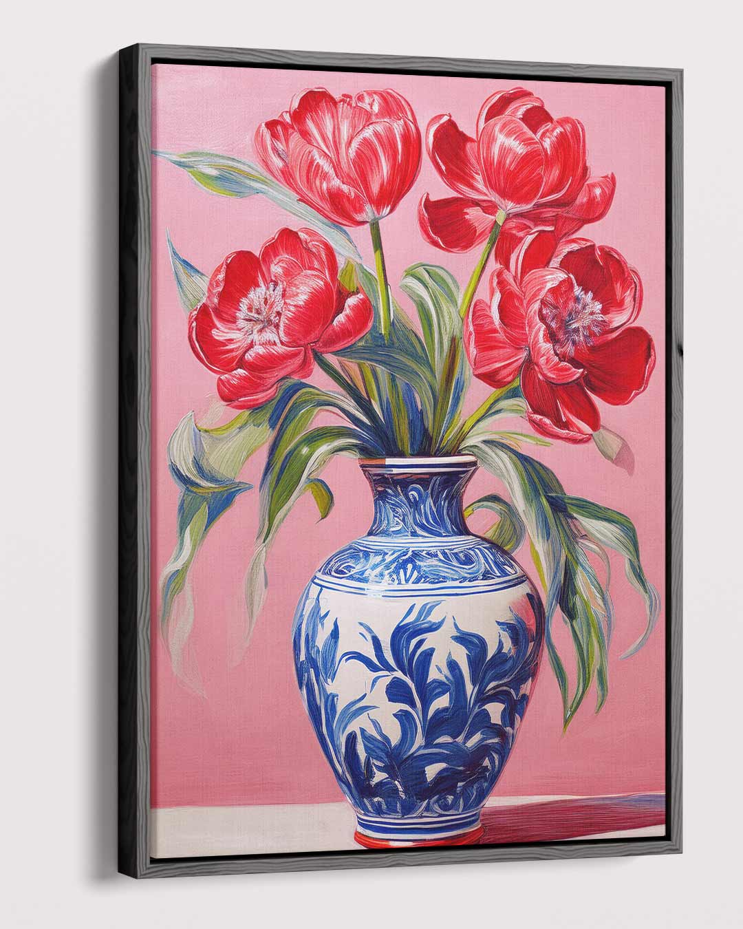 Levende Tulpen in Vaas Kunstwerk-canvas-dibond-plexiglas-wanddecoratie-WallArtistic