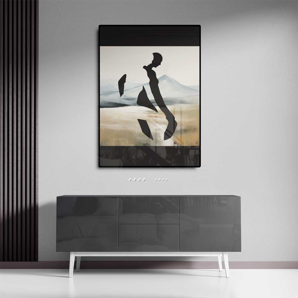 Silhouet in de Bergen Kunstwerk-canvas-dibond-plexiglas-wanddecoratie-WallArtistic