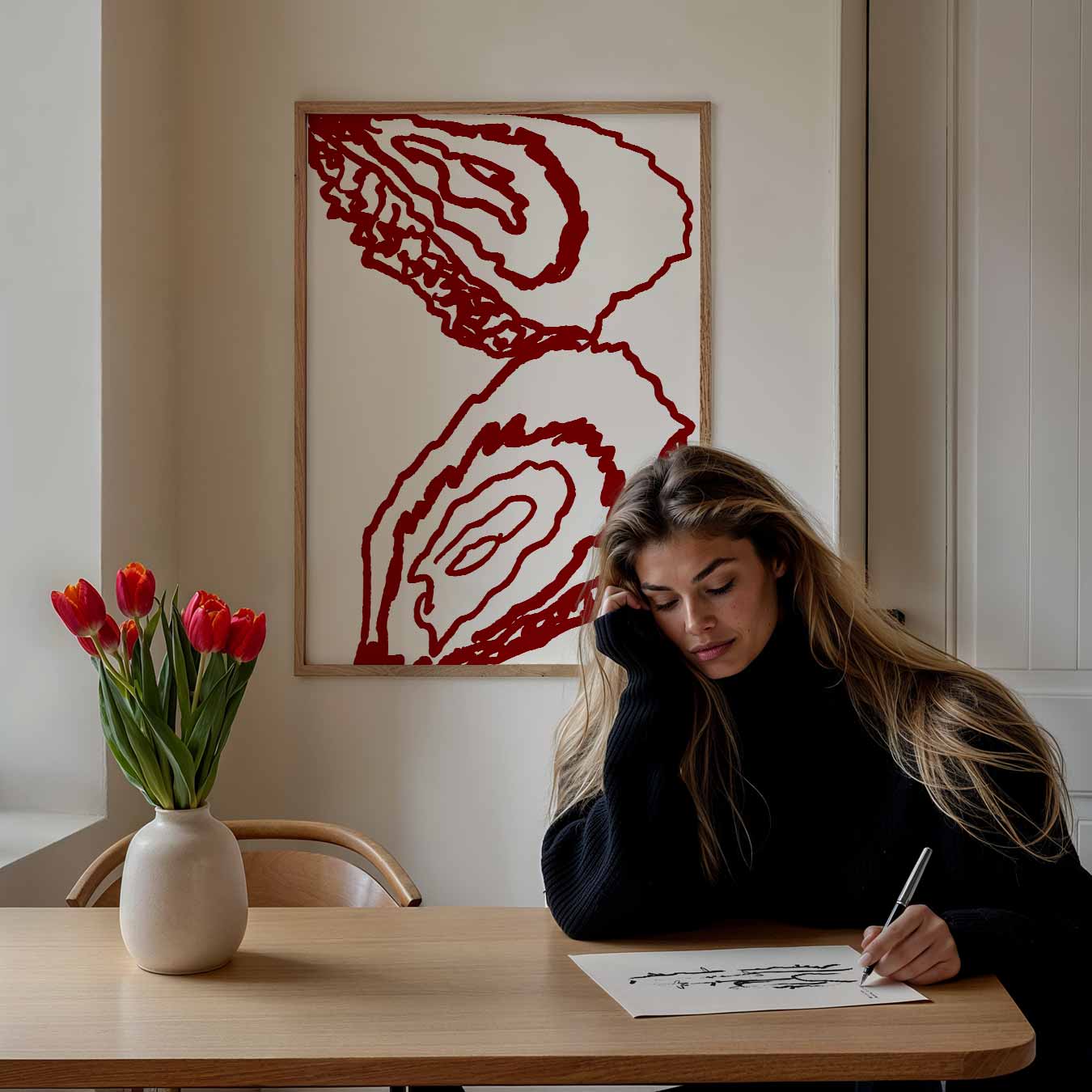 Stijlvolle Rode Schelpen Poster-WallArtistic