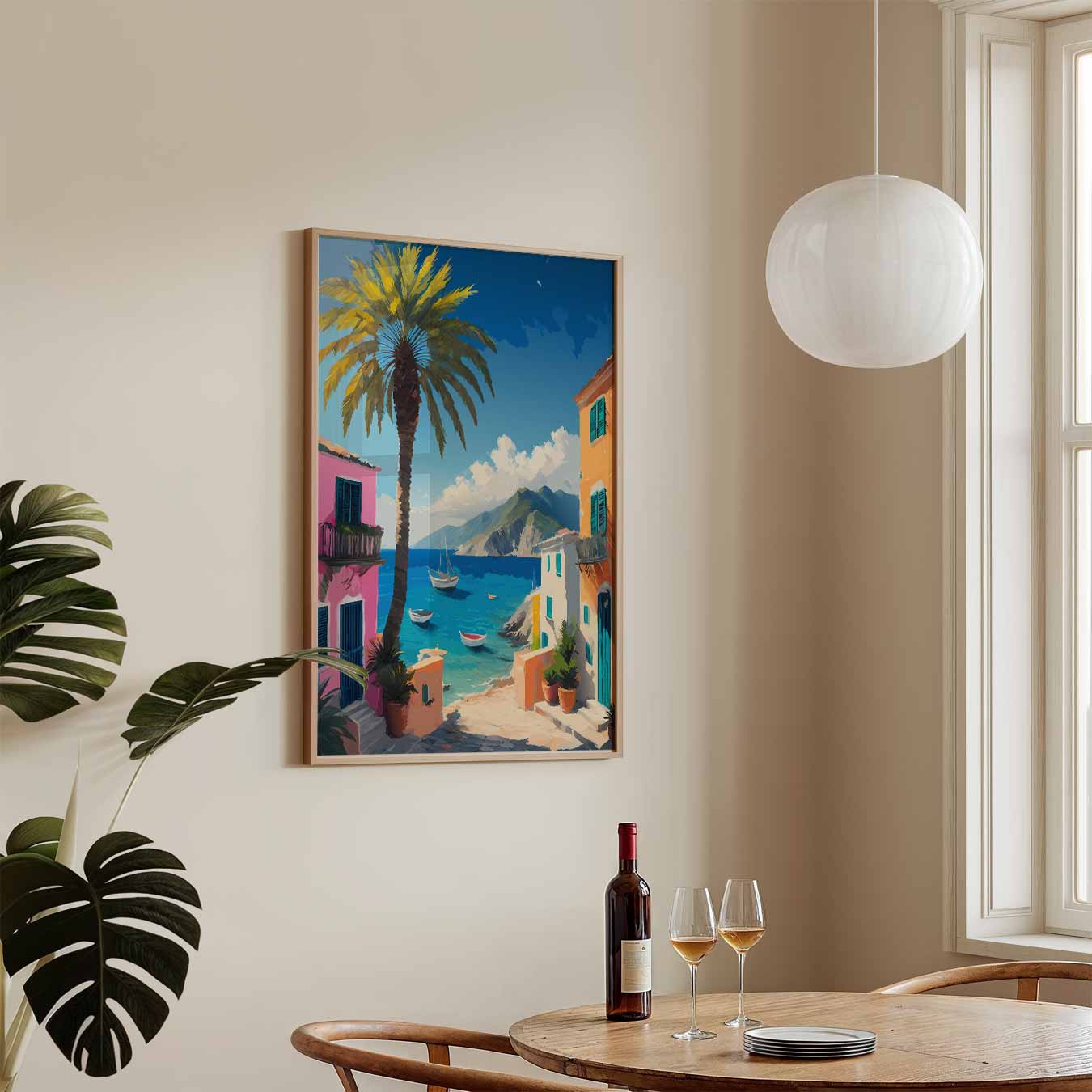 Mediterraans Dorpje aan Zee Poster