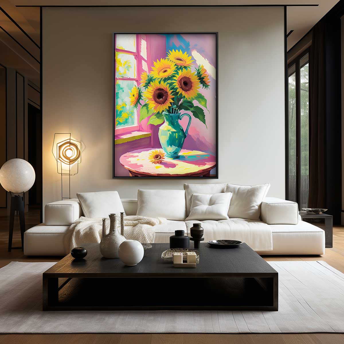 Stralende Zonnebloemen Kunstwerk-canvas-dibond-plexiglas-wanddecoratie-WallArtistic